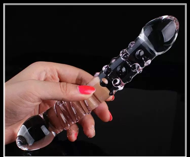 19CM Crystal Glass Double-Ended Textured Pleasure Wand