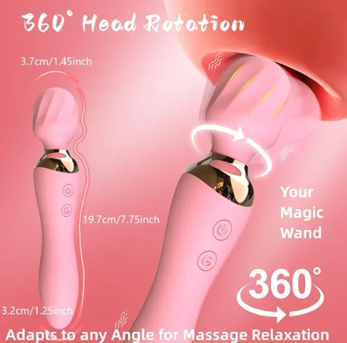 Dual-Ended 10-Mode Quiet Waterproof Vibrating Massager – Soft Rounded Head, Two-Button Control & Ergonomic Handle