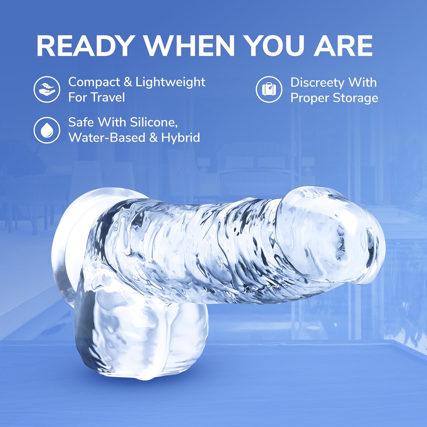 28.5CM Crystal-Clear Extra-Long Dildo with Textured Shaft & Suction Base