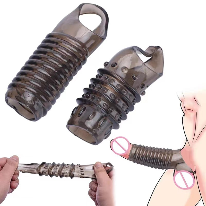 Wolf Fang Textured Vibrating Extension Sleeve – Extra-Length Dual-Stimulation Design