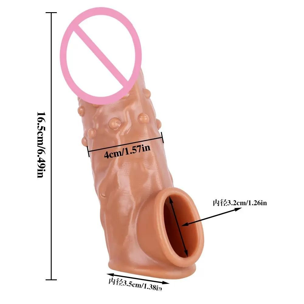 Ultra-Realistic Textured Extension Sleeve with Dual-Stimulation Design