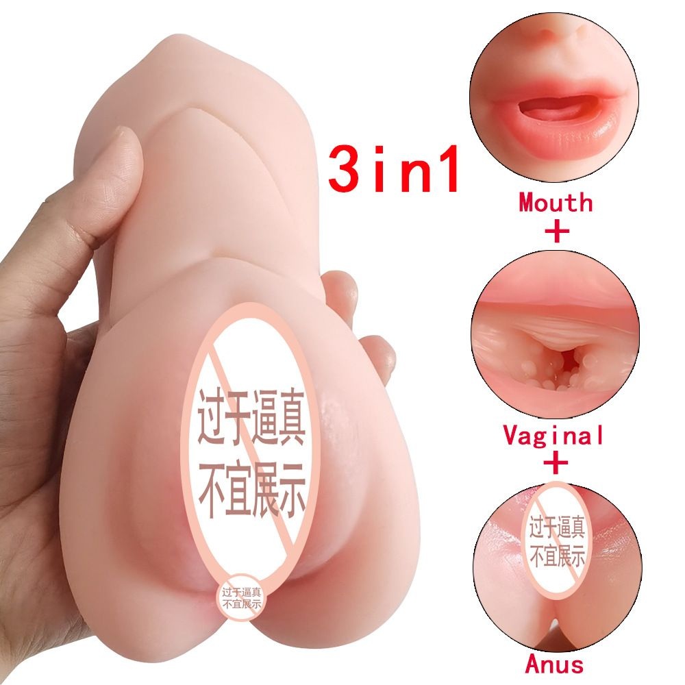 3-in-1 Ultra-Realistic Pleasure Stroker – Mouth, Vaginal & Anal Textures