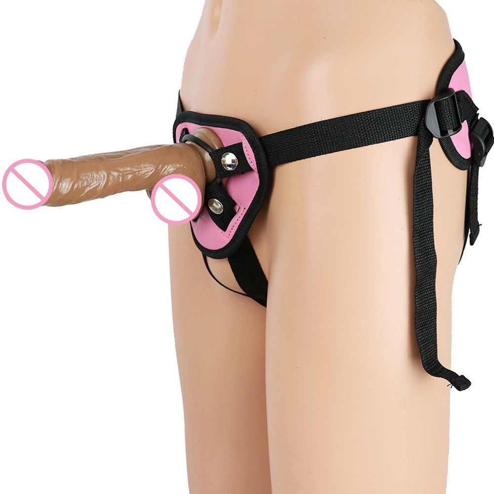 Adjustable Hands-Free Strap-On Harness with Flexible Realistic Dildo