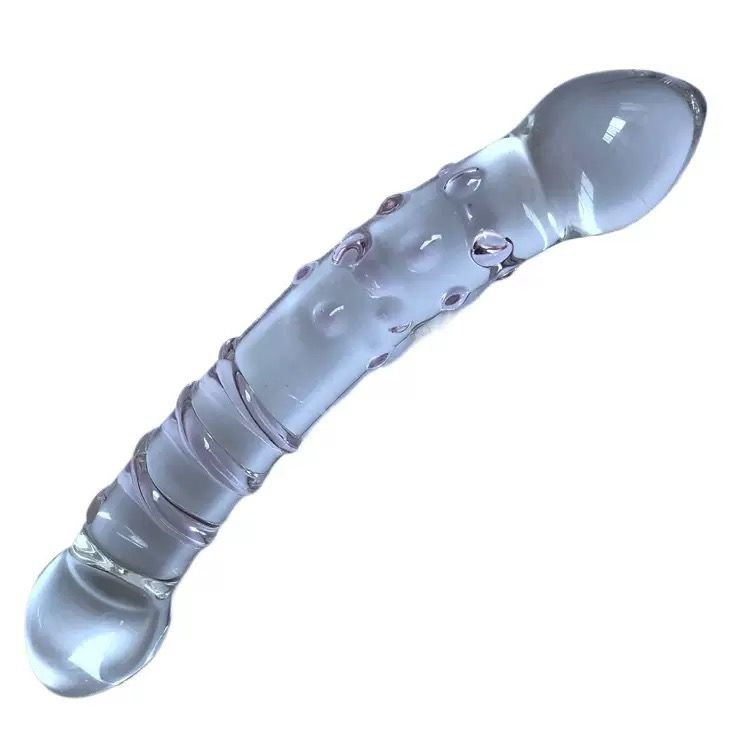 19CM Crystal Glass Double-Ended Textured Pleasure Wand
