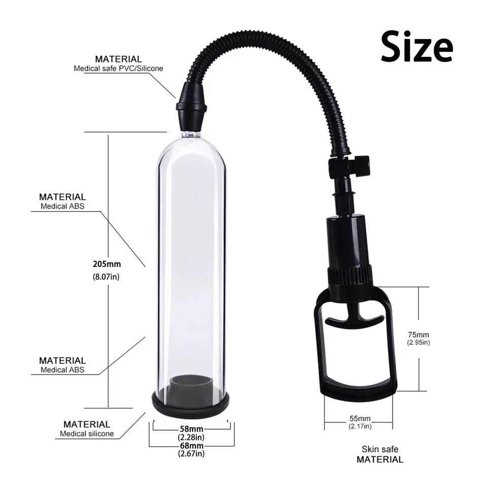 Adult Manual Vacuum Massage Pump Kit – Clear Cylinder, 3 Seal Rings & Soft-Touch Sleeve
