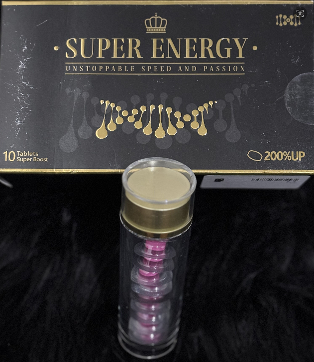 SUPER ENERGY Men’s Compressed Candy Tablets | Premium Black-Gold Box & Compact Tube
