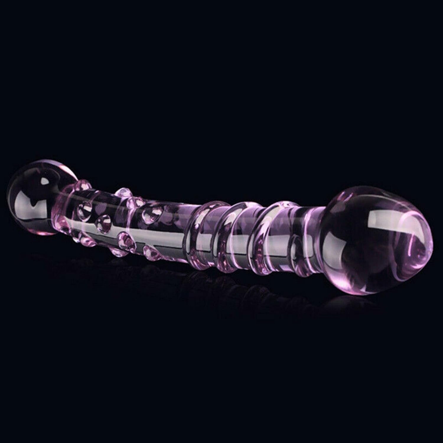 19CM Crystal Glass Double-Ended Textured Pleasure Wand