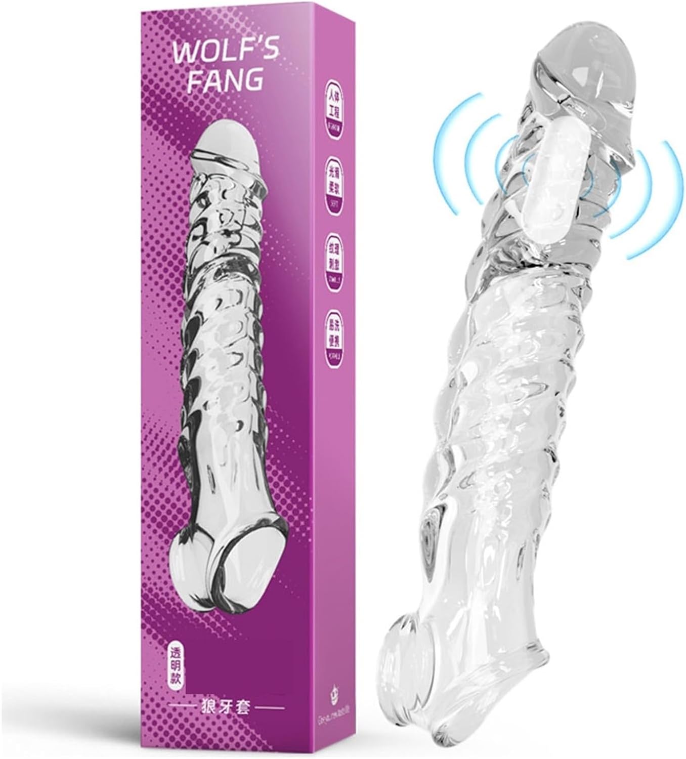 Wolf’s Fang Vibrating Textured Extension Sleeve – Extra-Long Dual-Stimulation Design