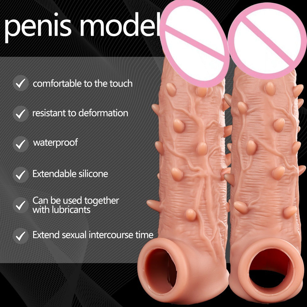 23CM Extra-Long Textured Extension Sleeve with Multi-Point Stimulation