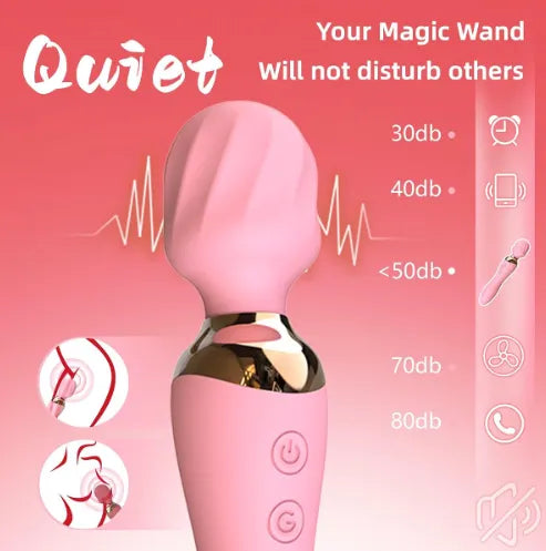 Dual-Ended 10-Mode Quiet Waterproof Vibrating Massager – Soft Rounded Head, Two-Button Control & Ergonomic Handle