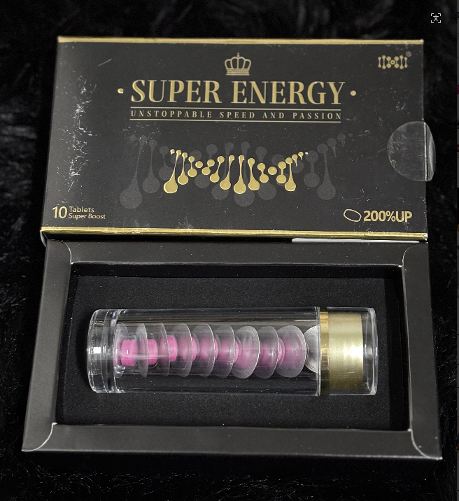 SUPER ENERGY Men’s Compressed Candy Tablets | Premium Black-Gold Box & Compact Tube